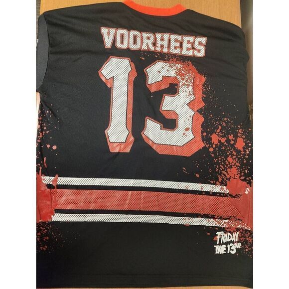 Friday the 13th Jason Voorhees Bloody Hockey Jersey  Black and Red #13 Size LARG - Picture 5 of 8
